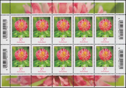 3656 Blume Rotklee 37 Cent - Zehnerbogen ** postfrisch