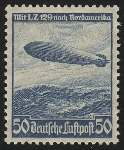 606X Zeppelin LZ129 50 Pf (*) säurehaltige Gummierung entfernt