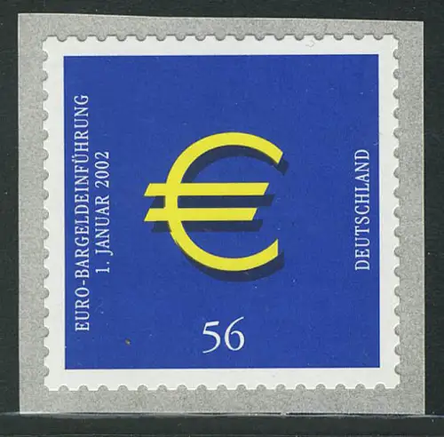 2236 Euroeinführung Münzen und Banknoten, SELBSTKLEBEND, postfrisch **
