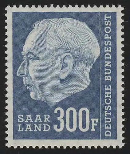 Saarland 428 Heuss 300 Fr 1957, **