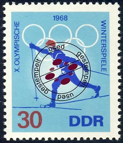 1340 Olymp. Winterspiele Skilanglauf 30 Pf, gestempelt O