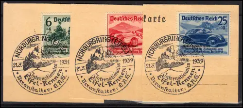 695-697 Nürburgring-Rennen - Satz Kartenausschnitte SSt NÜRBURGRING 21.5.1939