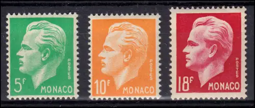 Monaco 419, 422, 426 Rainier III. drei Ausgaben, postfrisch **