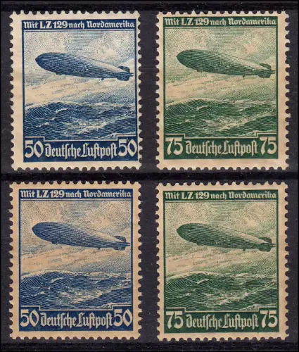 606-607 Luftschiff Hindenburg - zwei Sätze mit WZ X und Y, postfrisch **