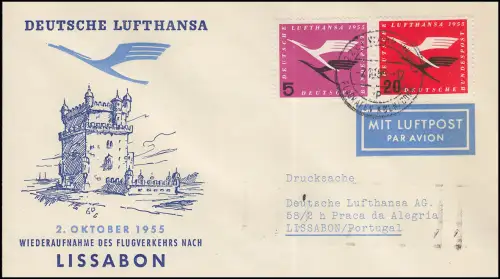 Eröffnungsflug Lufthansa Lissabon, Köln Bonn 2.10.1955 / Lisboa 3.10.55