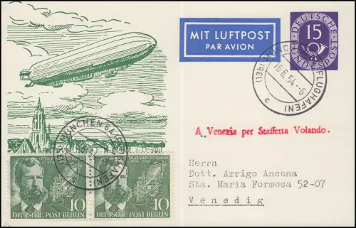 PP 4/2 Deutsche Luftpost Zeppelin über Frankfurt, MÜNCHEN/FLUGHAFEN 16.6.1954