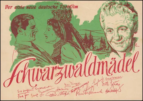 Filmsonderstempel SCHWARZWALDMÄDEL, PK SSt Düsseldorf Uraufführung 24.9.50