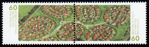 3580-3581 Deutschland von oben: Siedlung Lübeck, Zusammendruck nassklebend, **