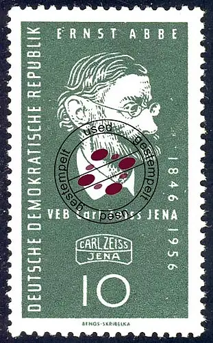 545 YII Carl-Zeiss-Werke Jena 10 Pf Ernst Abbe, Wz.2 YII, gestempelt O
