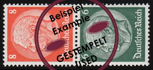 Hindenburg 1937 Zusammendruck S 161 8+6, gestempelt O