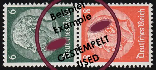 Hindenburg 1937 Zusammendruck S 159 6+8, gestempelt O