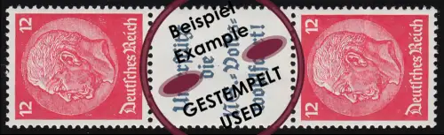 Hindenburg 1937 Zusammendruck S 158 12+A8.2+12, gestempelt O