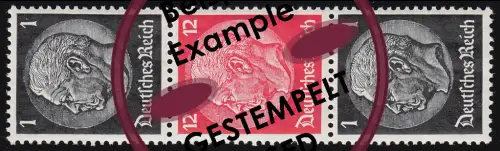 Hindenburg 1937 Zusammendruck S 148 1+12+1, gestempelt O