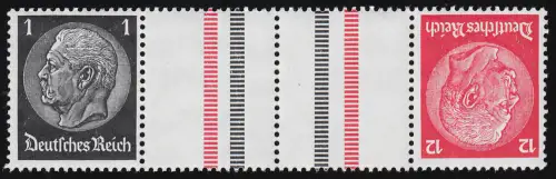 Hindenburg 1937 Zusammendruck KZ 26 1+Z+Z+12, postfrisch **