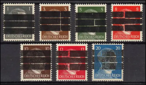 Barsinghausen 1-7 II 3-Balken-Aufdrucke, alle geprüft Zierer BPP, Haftstellen *