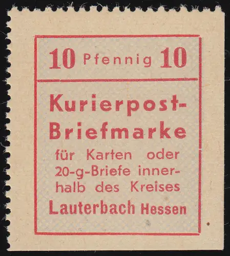 Lauterbach 1 Kurierpostmarke postfrisch **