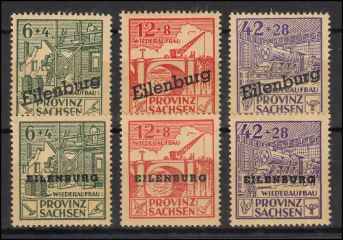 Eilenburg I-VI Wiederaufbaumarken, 6 Werte postfrisch **