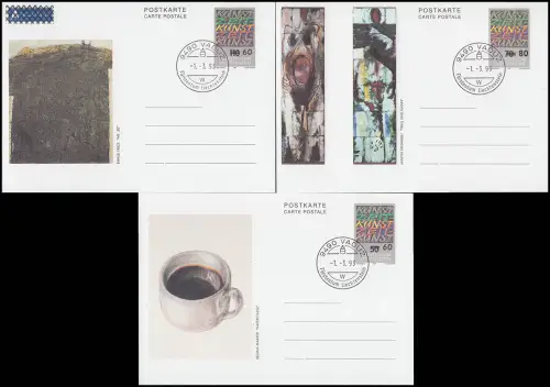 Liechtenstein Postkarte P 98-103 Zeitkunst mit Überdruck, Set mit ET-O 1.3.93