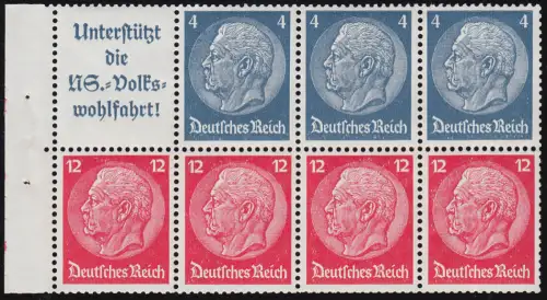 Hindenburg 1937 Heftchenblatt 89, postfrisch **