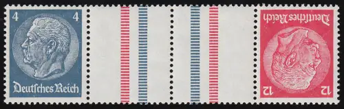 Hindenburg 1937 Zusammendruck KZ 28 4+Z+Z+12, postfrisch **