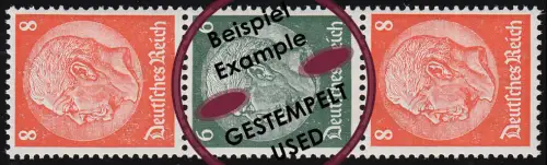 Hindenburg 1937 Zusammendruck S 162 8+6+8, gestempelt O