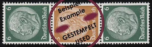 Hindenburg 1937 Zusammendruck S 154 6+3+6, gestempelt O