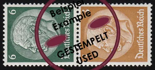 Hindenburg 1937 Zusammendruck S 153 6+3, gestempelt O