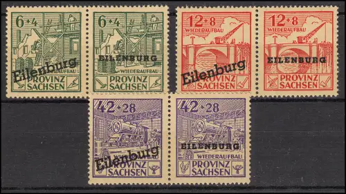 Eilenburg I-VI Wiederaufbaumarken, 6 Werte als Zusammendrucke, postfrisch **