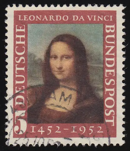 148 Mona Lisa - Marke mit rückseitigem Zudruck LEUCHTTURM Alben Paul Koch, O