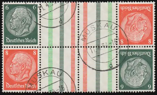 Hindenburg 1937 KZ 29.1 mit 6 Strl. als Einheit (2 mal), O gepr. Schlegel BPP