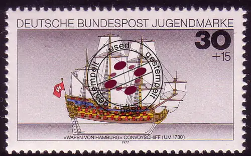 929 Jugend Schiffe 30+15 Pf, gestempelt O