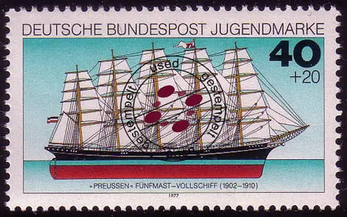 930 Jugend Schiffe 40+20 Pf, gestempelt O