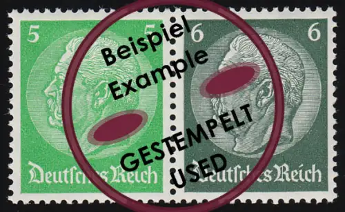 Hindenburg 1937 Zusammendruck W 69 5+6, gestempelt O