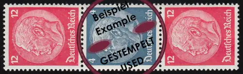 Hindenburg 1937 Zusammendruck S 166 12+4+12, gestempelt O