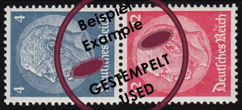 Hindenburg 1937 Zusammendruck S 163 4+12, gestempelt O