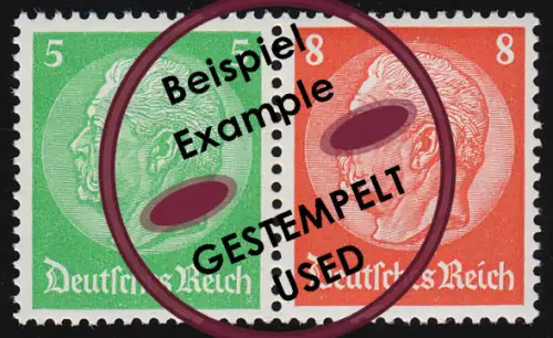 Hindenburg 1937 Zusammendruck W 70 5+8, gestempelt O