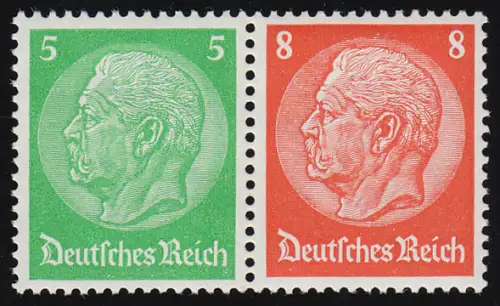 Hindenburg 1937 Zusammendruck W 70 5+8, postfrisch **