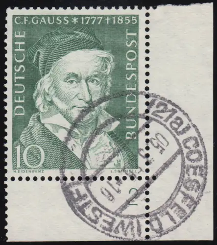 204 FN Gauss, Bogenecke rechts unten mit Formnummer 2, Voll-O Coesfeld 5.3.55