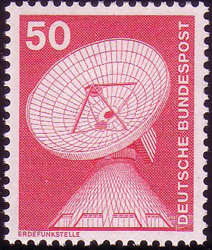 851 Industrie und Technik 50 Pf Erdefunkstelle, ALTE Fluo, postfrisch **