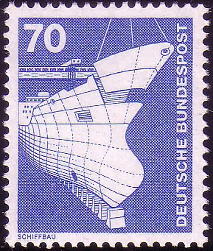 852 Industrie und Technik 70 Pf Schiffbau, ALTE Fluo, postfrisch **