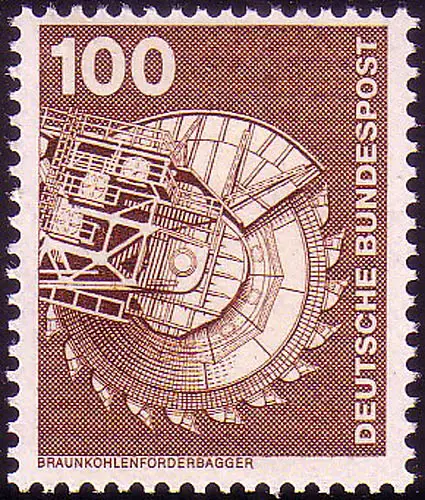 854 Industrie 100 Pf Braunkohlenförderbagger, ALTE Fluo, postfrisch **