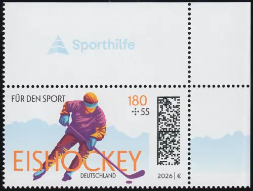 3967 Für den Sport 180+55 Cent Skispringen mit Rand aus MH, postfrisch **