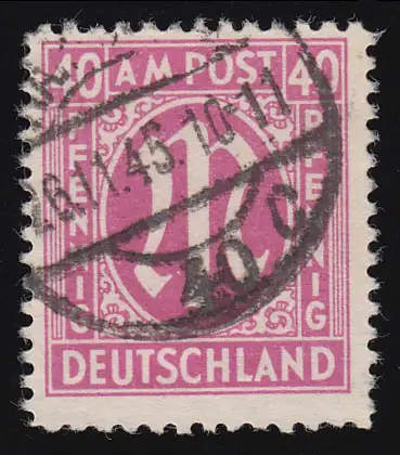 30 dB AM-Post 40 Pf. seltene Farbe gestempelt O 26.11.45, Befund ArGe AM-Post