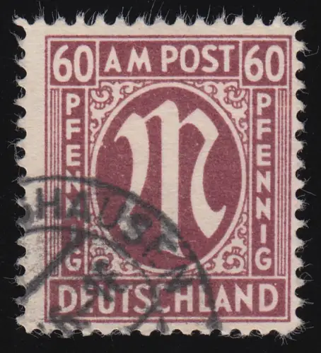 33 a D AM-Post 60 Pf seltenste Variante gestempelt O, doppelt gepr. Schlegel BPP