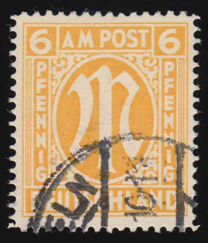 13 Cz AM-Post 6 Pf. seltene Variante, gestempelt O, Befund Hettler BPP