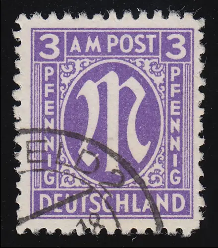 17 bDz AM-Post 3 Pf. gestempelt O Bielefeld 2 c, Befund Wehner BPP