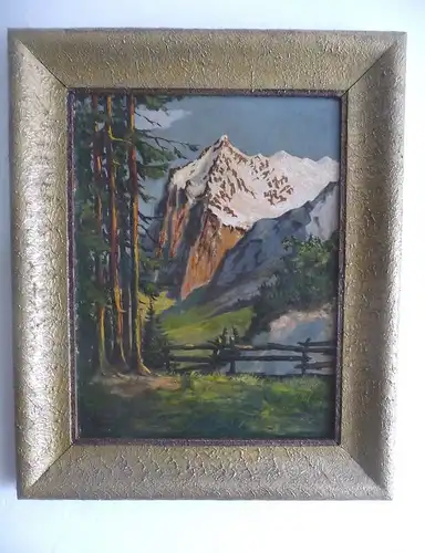 Kleines schönes Gemälde Alpenlandschaft Gebirge Berg / Mielke 1949