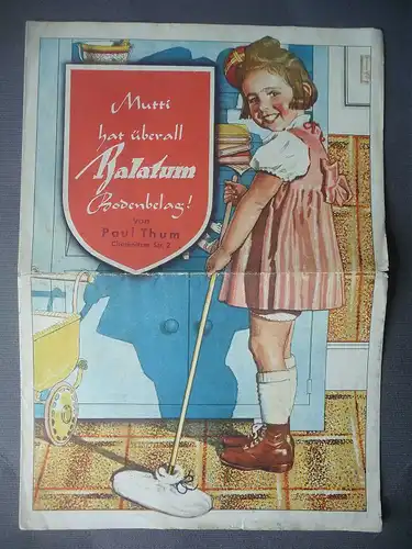 Reklame Prospekt Balatum Bodenbelag Auslegeware / Fa. Paul Thum Chemnitz ca.1930