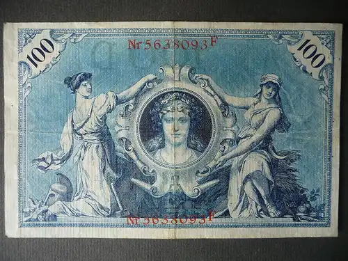 Reichsbanknote 100 Mark 1908 Nr. 5638093F