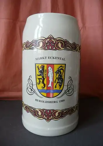 Bierkrug Maßkrug Markt Eckental Heroldsberg Wappen 1989